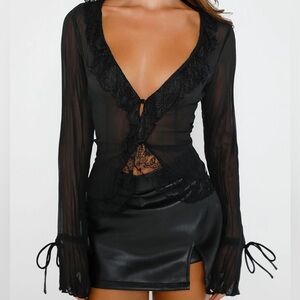 Tiger Mist Black Sheer Lace Top